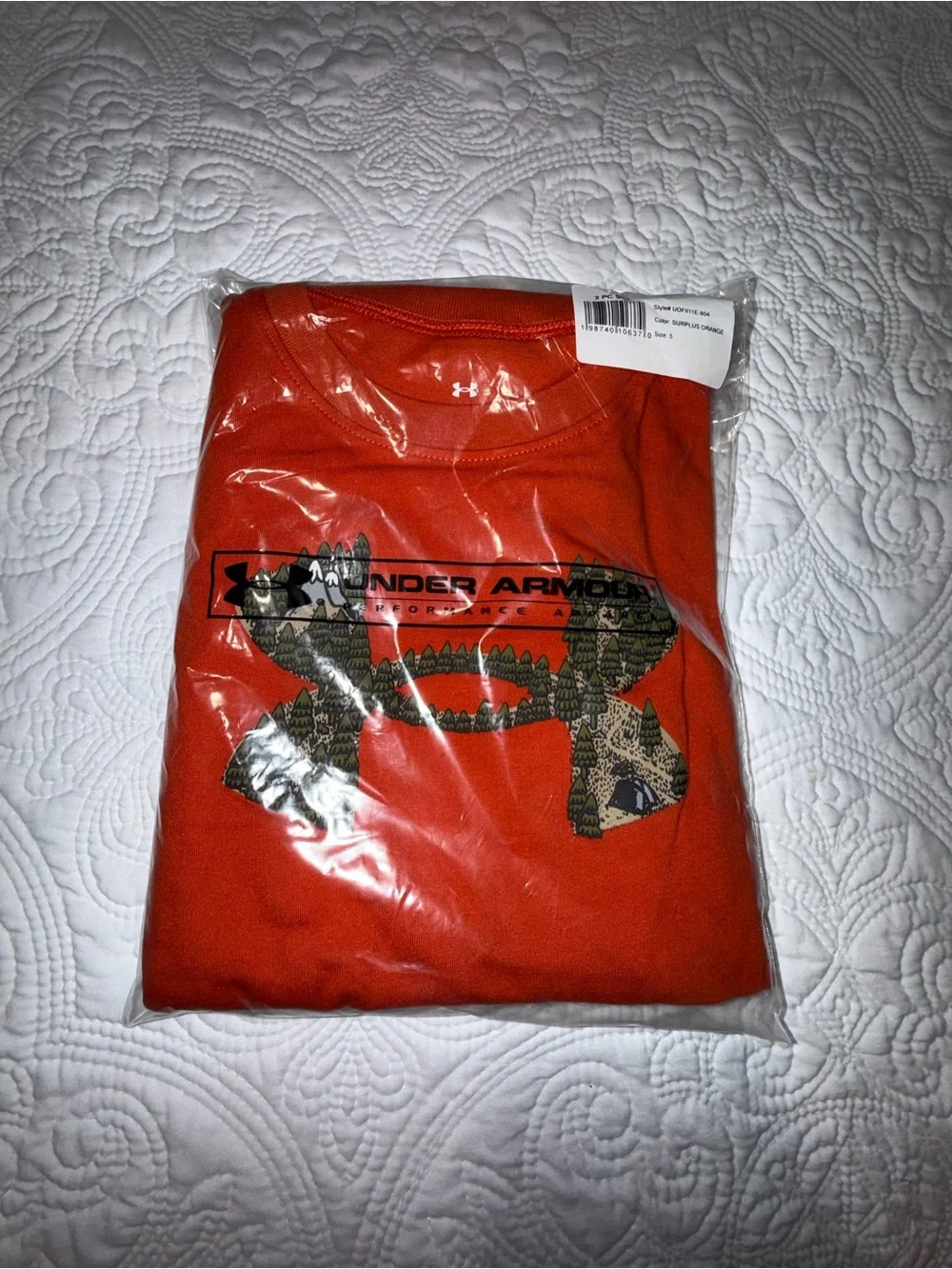 Under Armour Boys Orange Tee with Green Camo Joggers